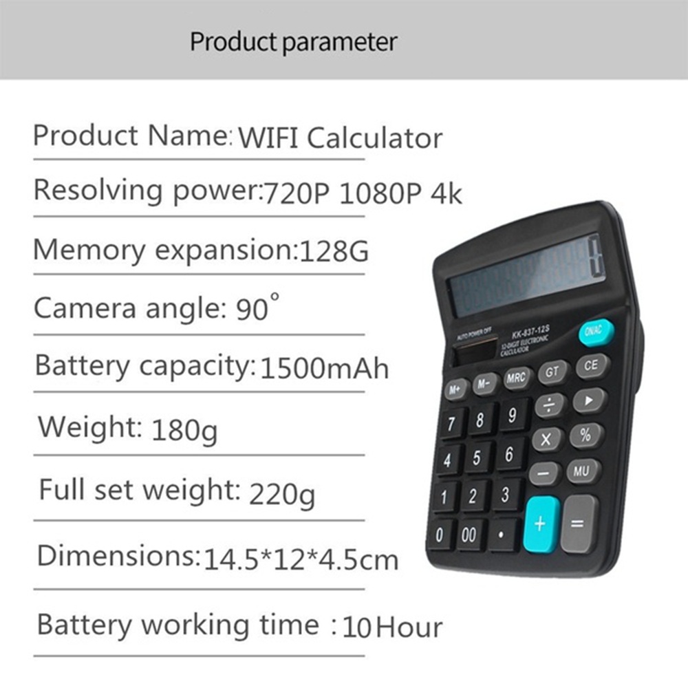 Calculator WiFi Camera HD Hidden Camera Wireless Video Camera Video